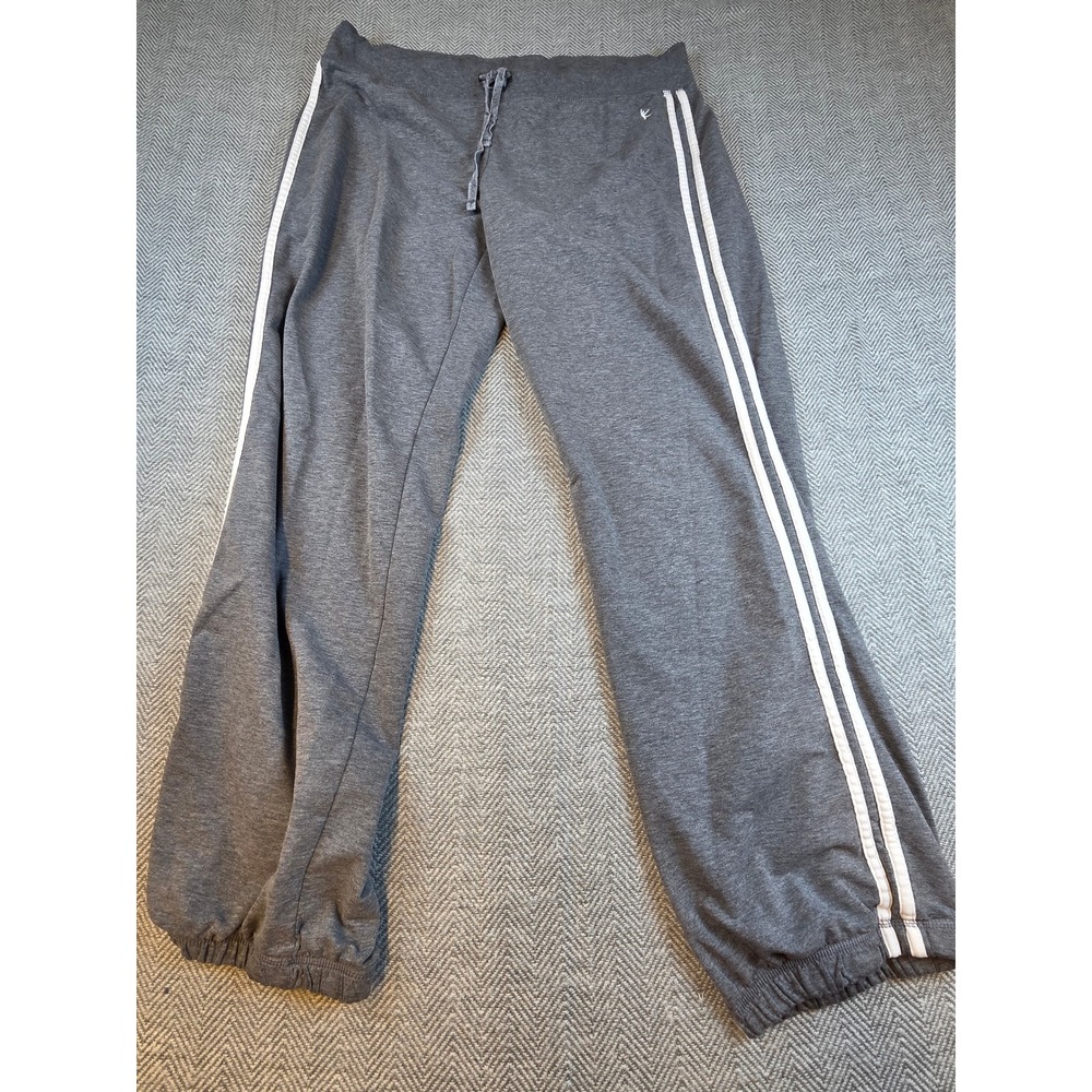 Danskin Now Womens Gray Striped Jogger Sweatpants L 12-14 DL40B008